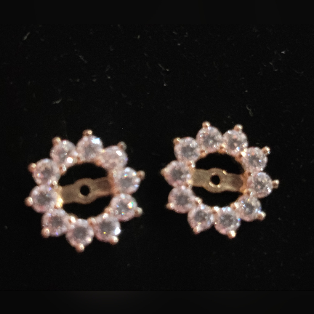 14k Gold Brilliant Cut Cubic Zirconia Earring Jackets, Enhance Gemstone/Pearls